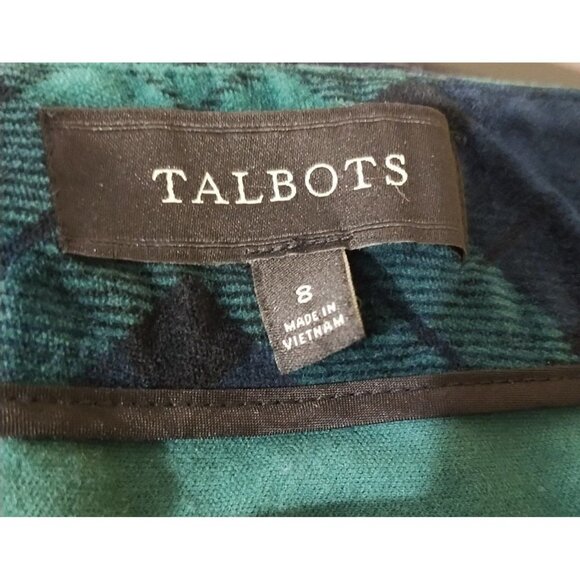 Talbots Blackwash Tartan Velvet Plaid Skirt Size 8 Preppy Classic Blue & Green - Picture 4 of 5